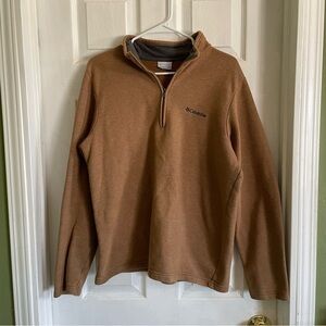 Columbia quarter-zip pullover sweater brown tan cotton blend men’s size Medium